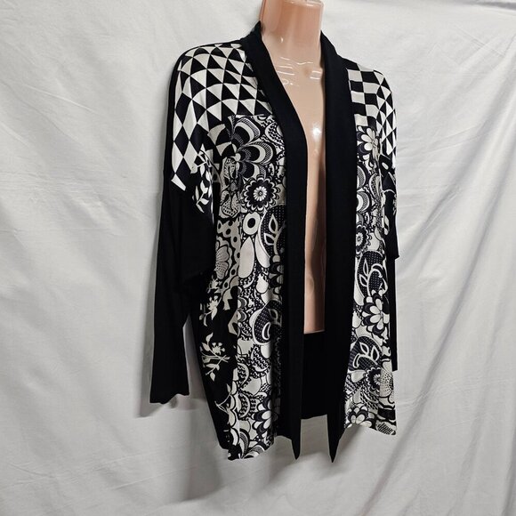 Harari Open Front Jacket Women Size M Black/White - Picture 11 of 13